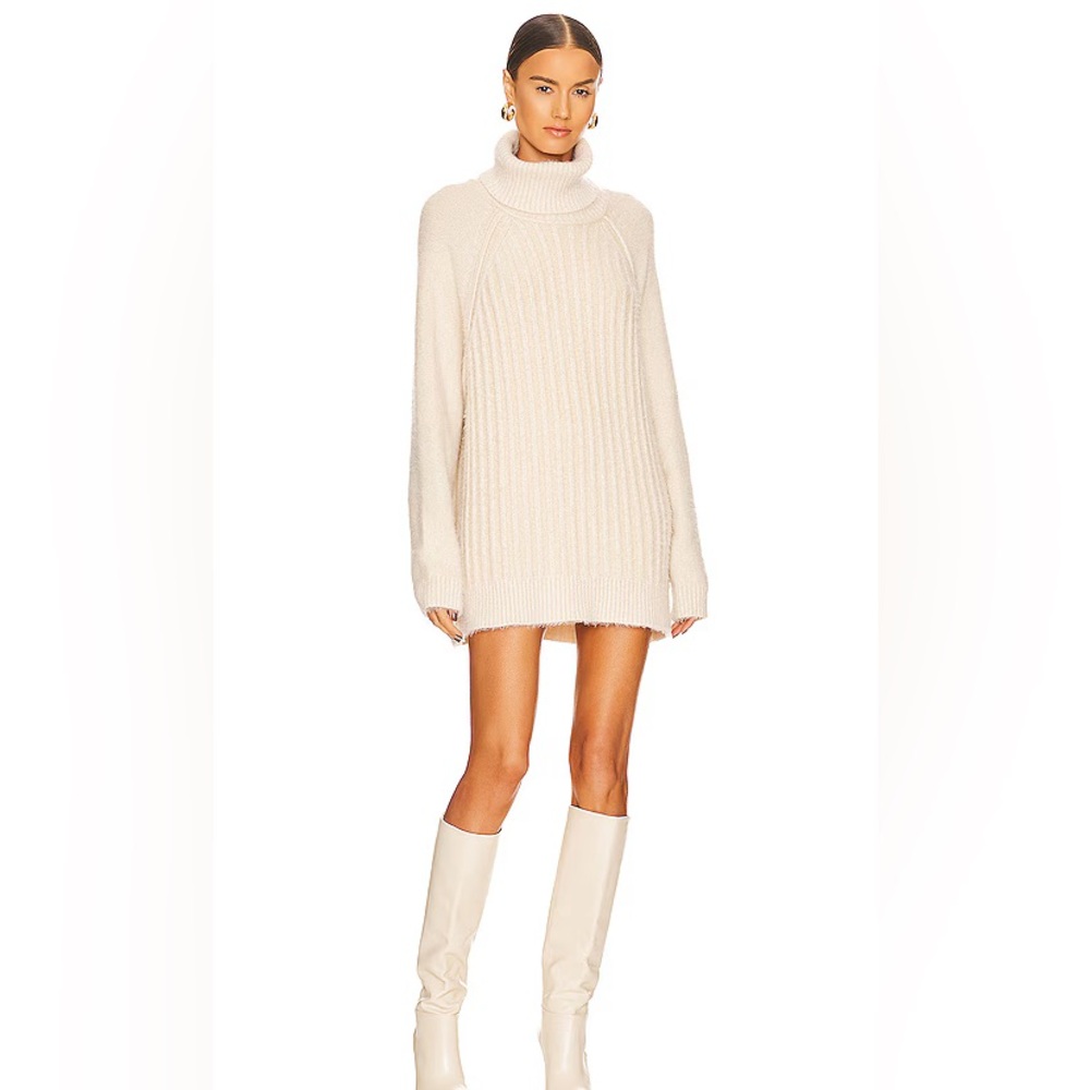NWOT Free People Big City Turtleneck Sweater in Sand Combo
